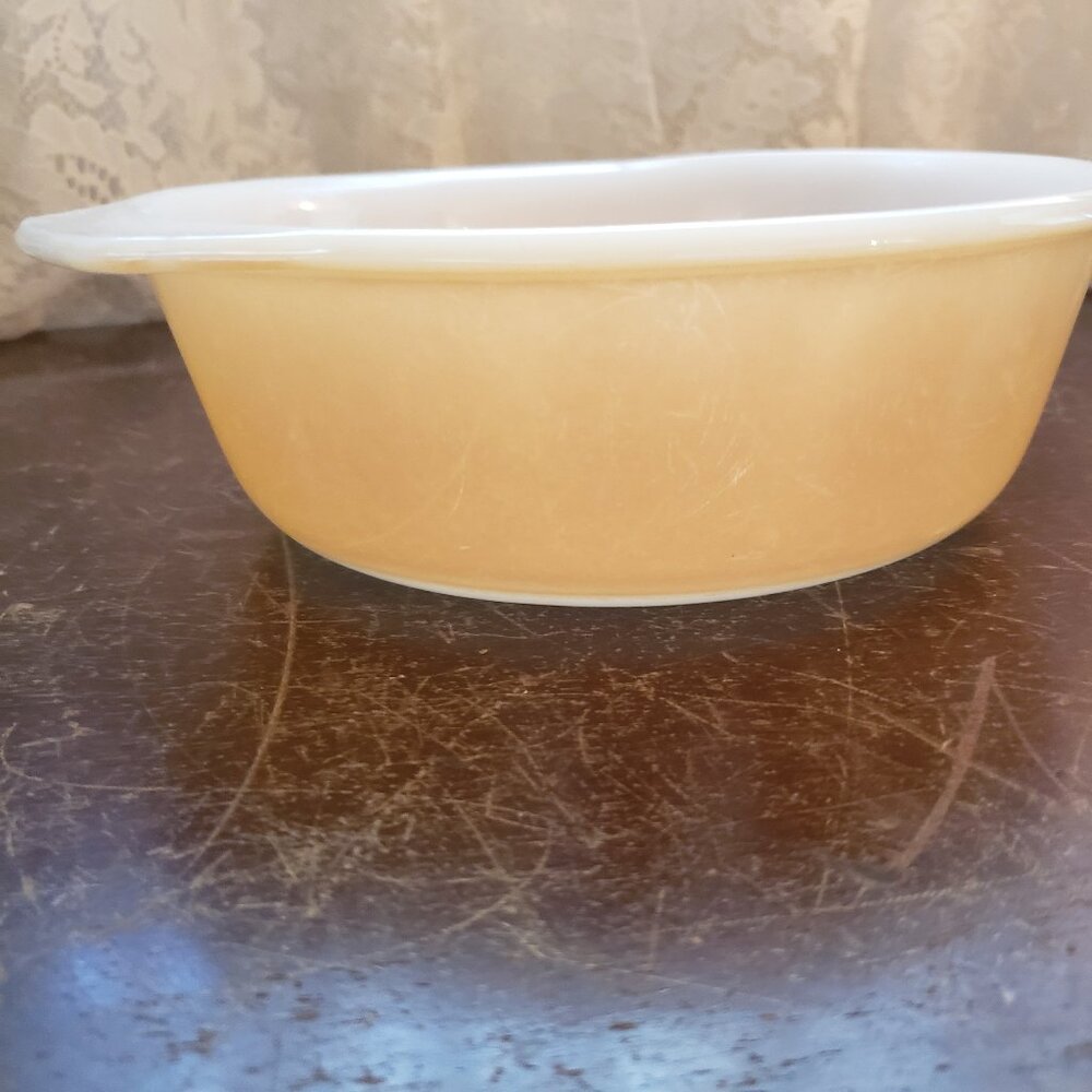 Fire King Peach Luster Baking Dish